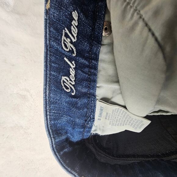 American eagle 8 short real flare Blue Jeans denim heel frayed see pics - Picture 7 of 12